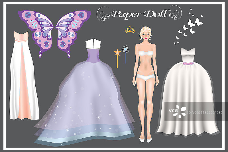 逼真纸娃娃女孩图片素材