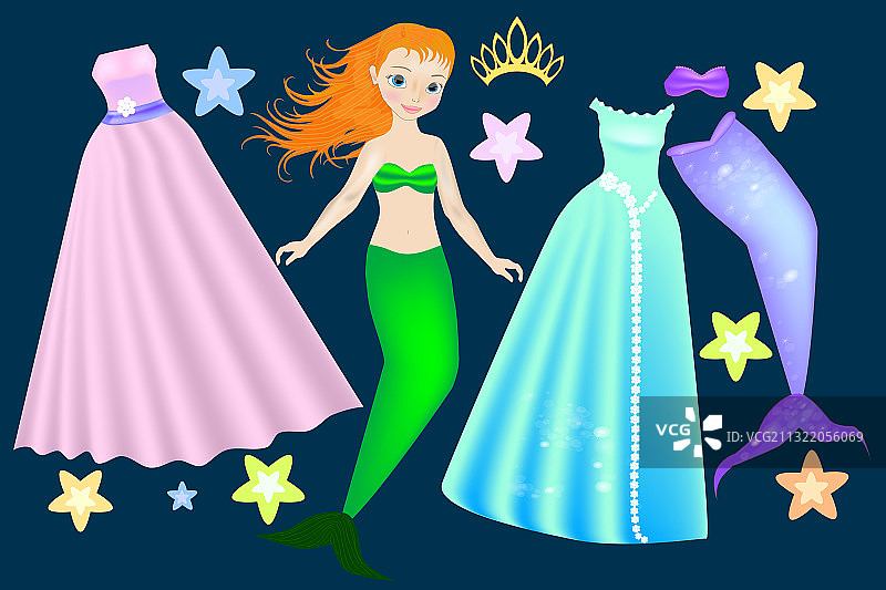 美人鱼纸娃娃身体模板图片素材