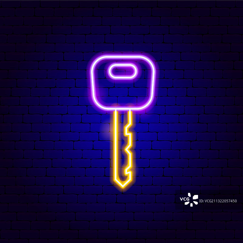车钥匙霓虹灯标志图片素材