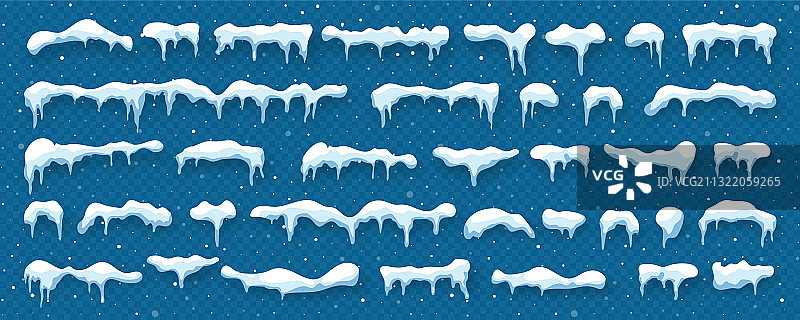 蓝色透明背景上的冰雪覆盖图片素材