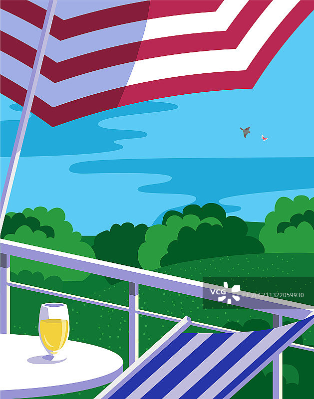 夏季户外休闲时光背景（扁平风格）图片素材