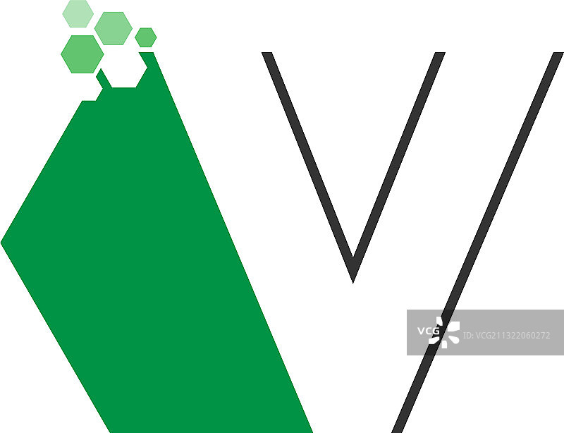 六边形图标设计上的字母V图片素材