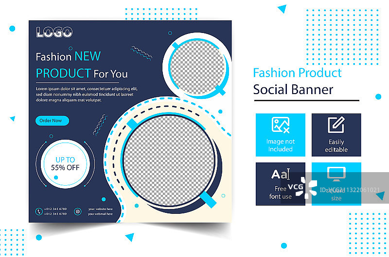 现代帖子方形banner模板背景图片素材