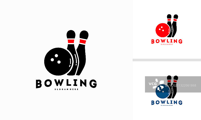 保龄球标志设计概念图片素材