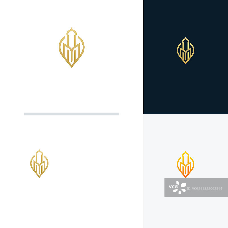 伊斯兰中心标志设计概念清真寺点图片素材