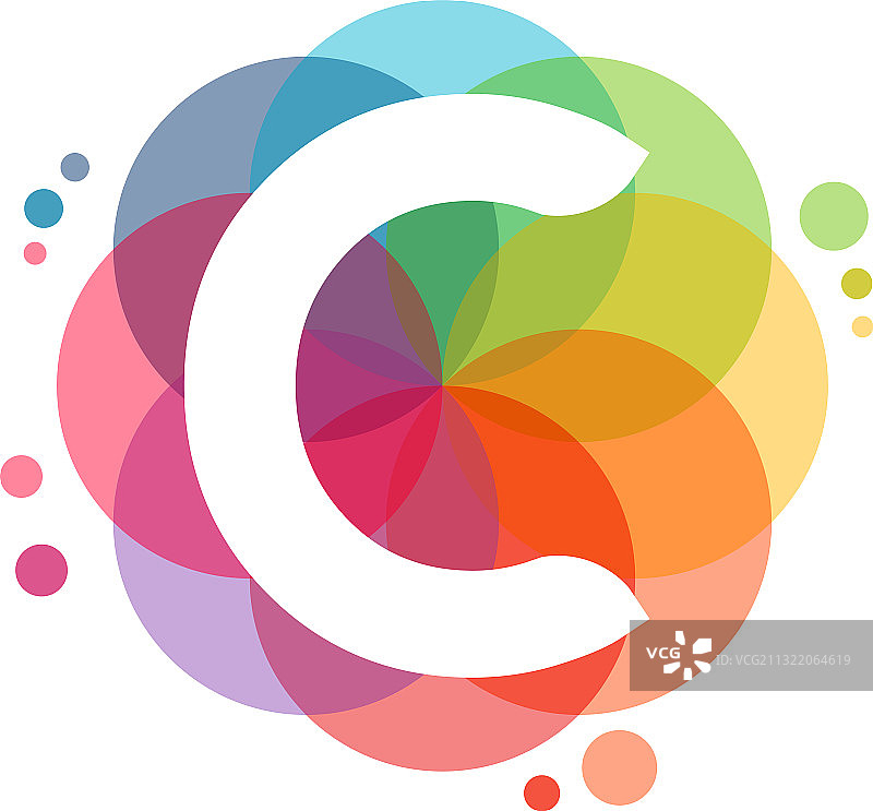 彩色C字母抽象logo设计概念图片素材