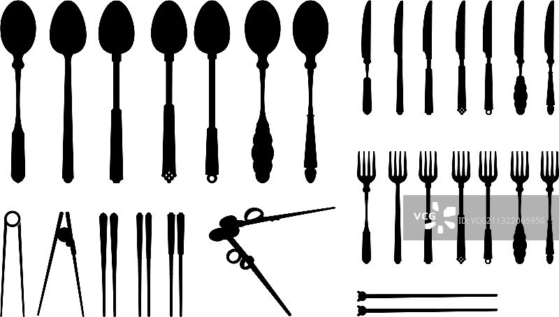 餐具图标轮廓勺子叉子刀具套装图片素材