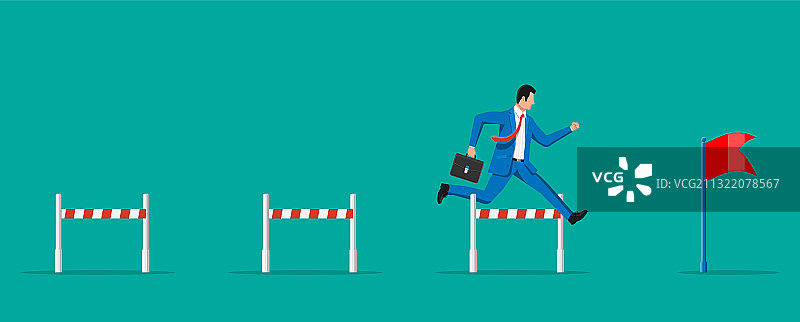 拿着公文包在障碍赛道上奔跑的商人图片素材