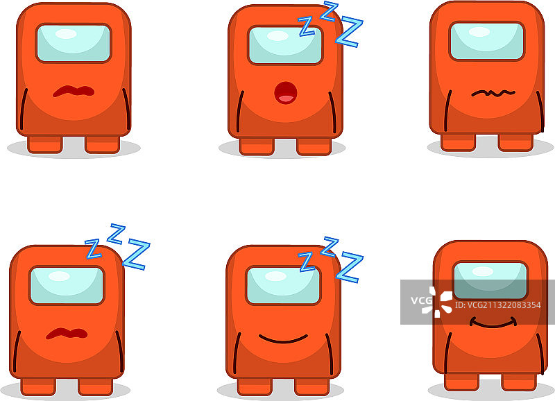 卡通人物：瞌睡的橙色Among Us图片素材