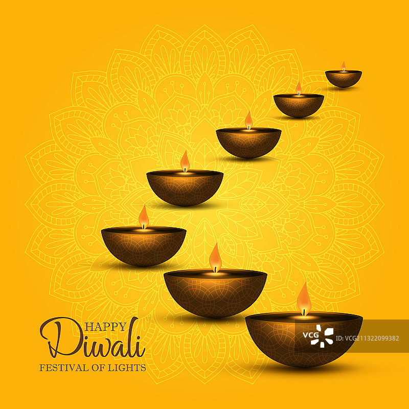 带有油灯的排灯节背景图片素材