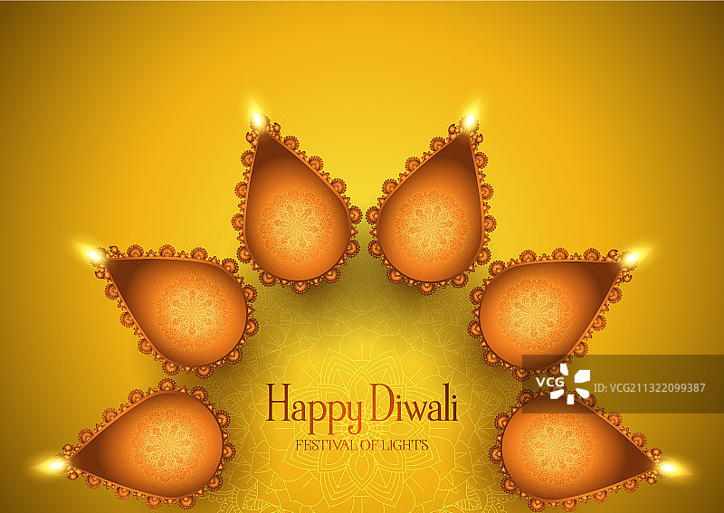 排灯节背景与装饰油灯图片素材