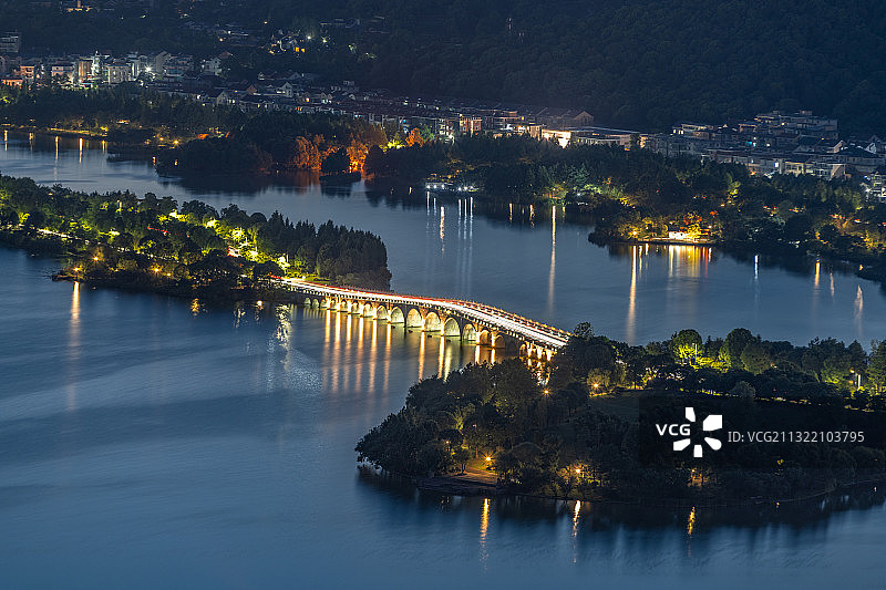 杭州萧山湘湖政和桥风光图片素材