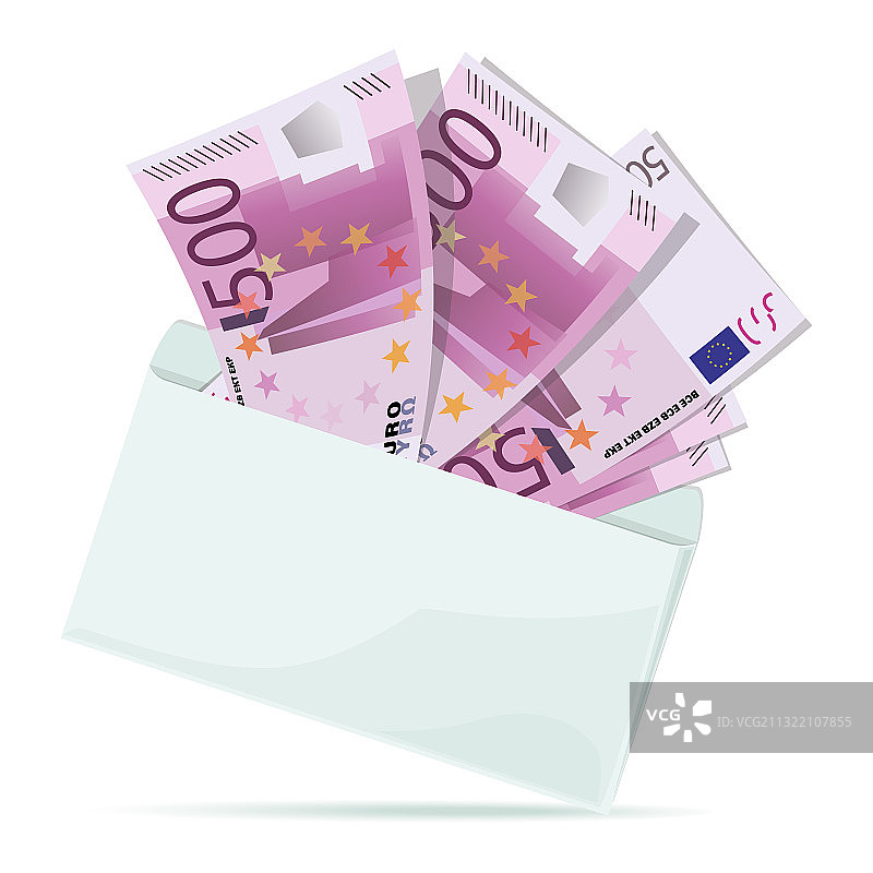 现金：500欧元纸币装满信封图片素材