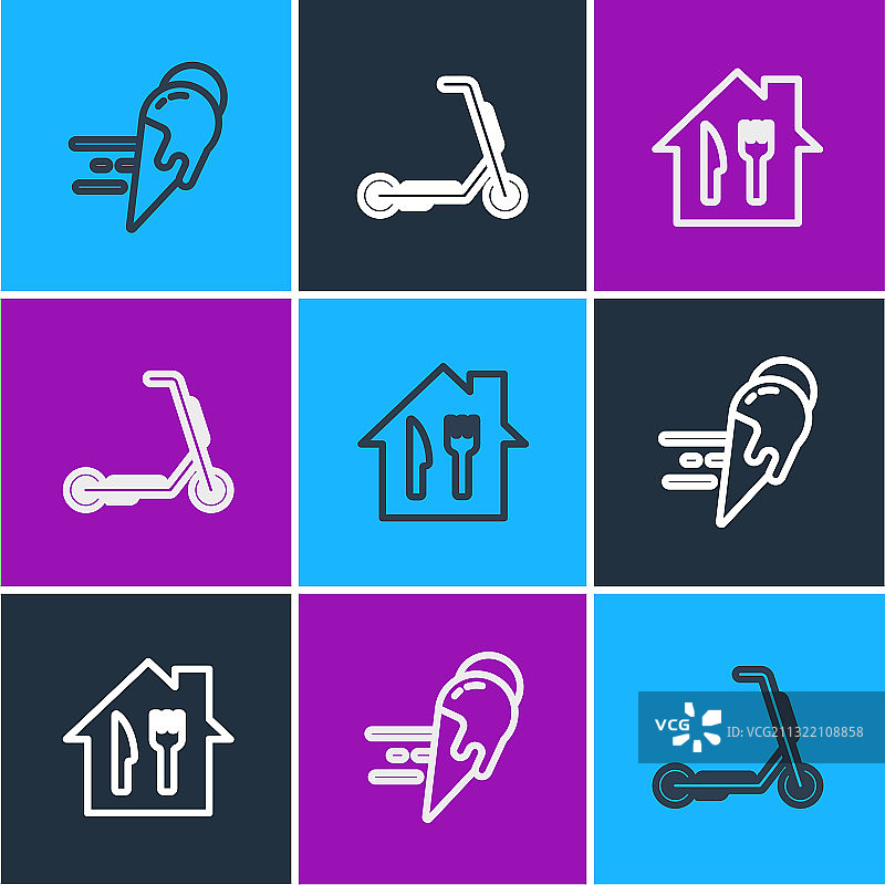 在线订购冰淇淋和外卖图标图片素材