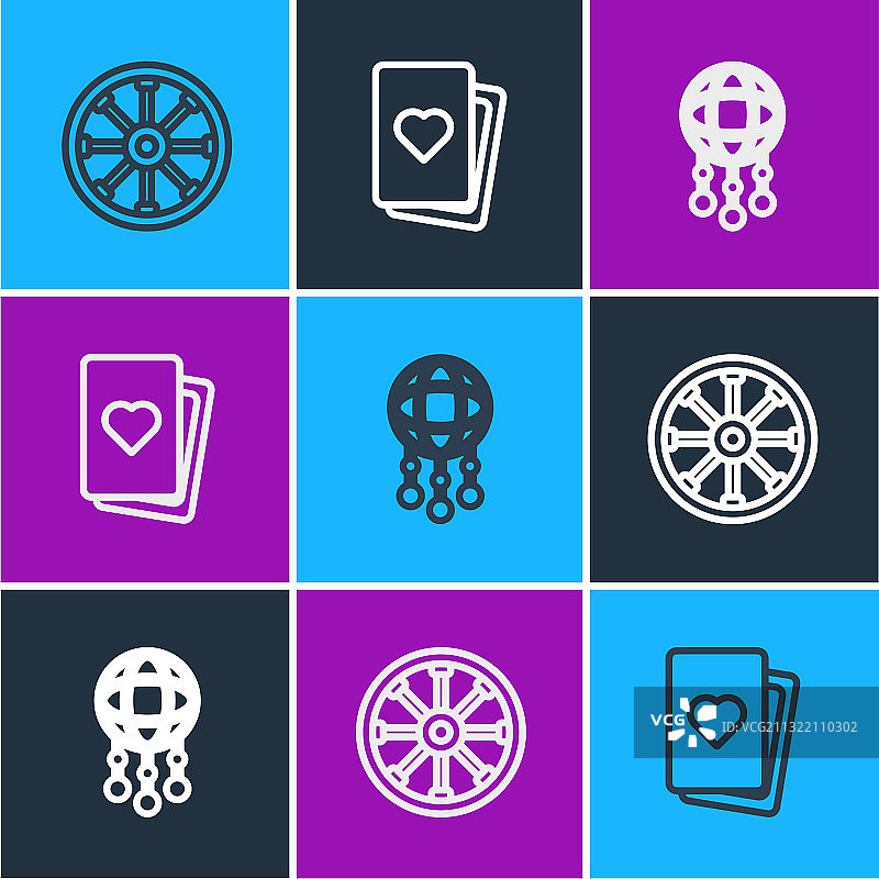 线条元素：古旧木轮、捕梦网图片素材