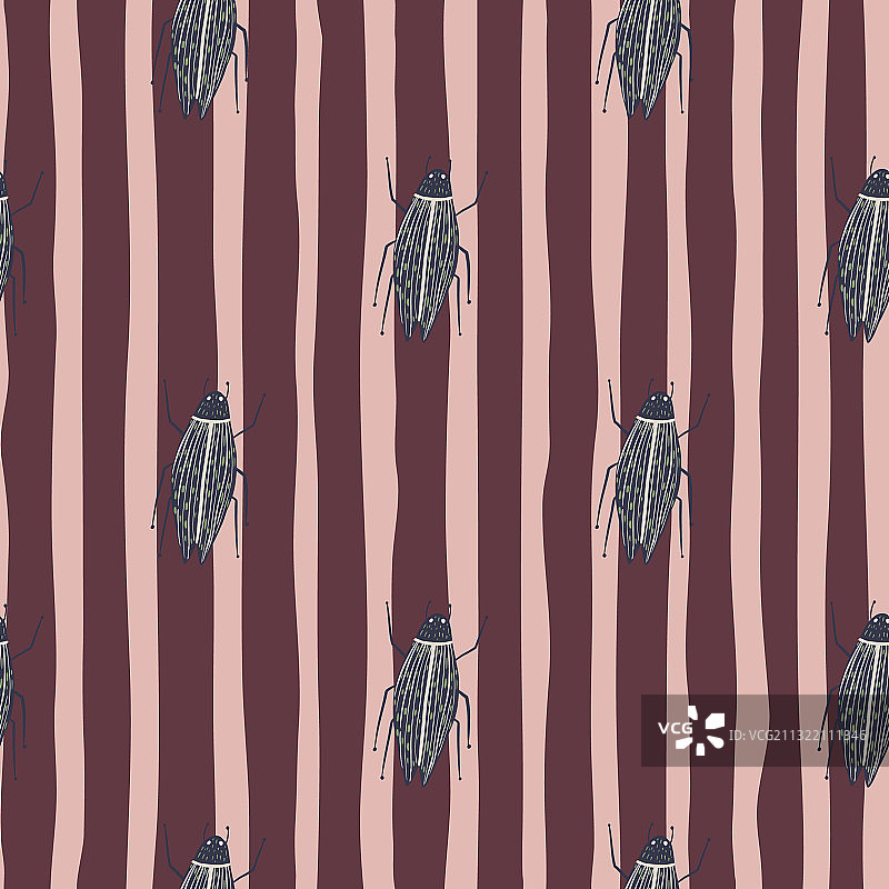 扁平昆虫形状植物无缝图案图片素材