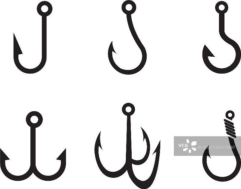 独立鱼钩图标设计模板图片素材