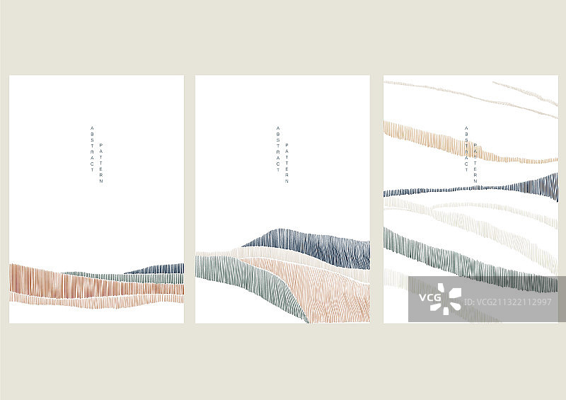 带有手绘线条的抽象景观模板图片素材