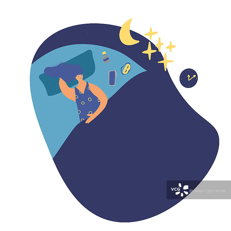 失眠手绘概念场景图片素材