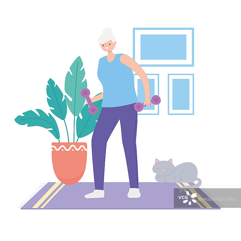 老年妇女在健身图片素材