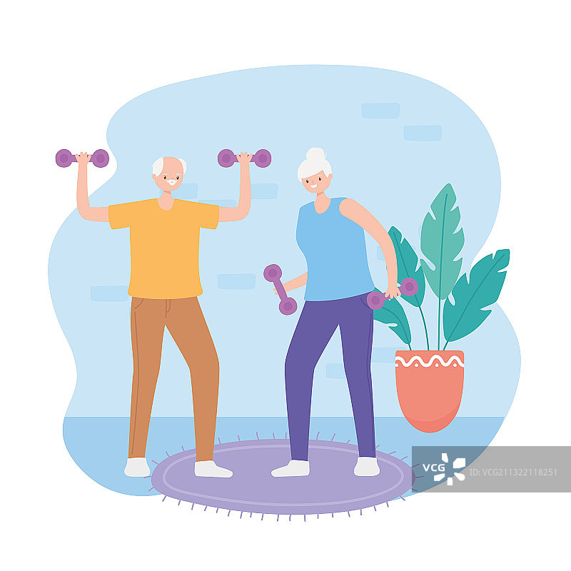 老年人举重健身活动图片素材