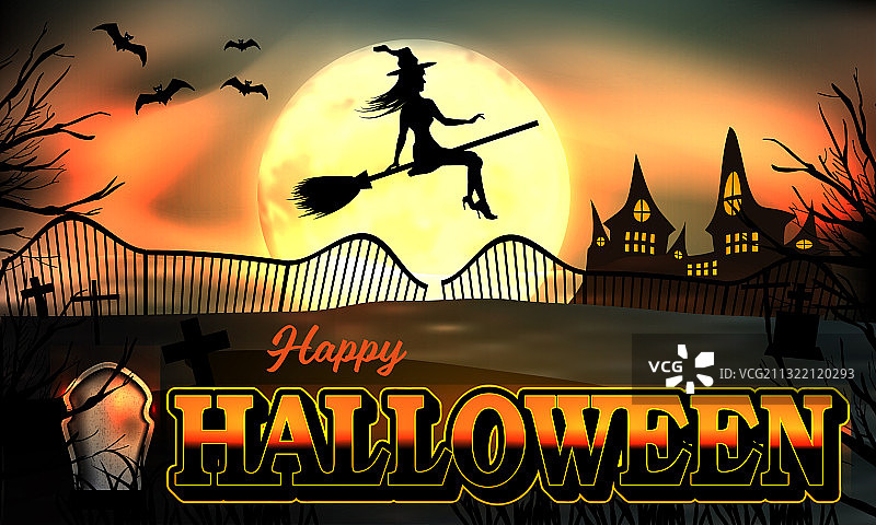 万圣节背景海报：年轻女巫图片素材