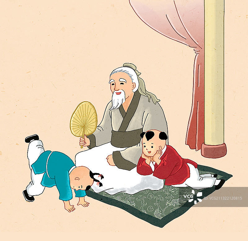 和小朋友玩耍的老人图片素材