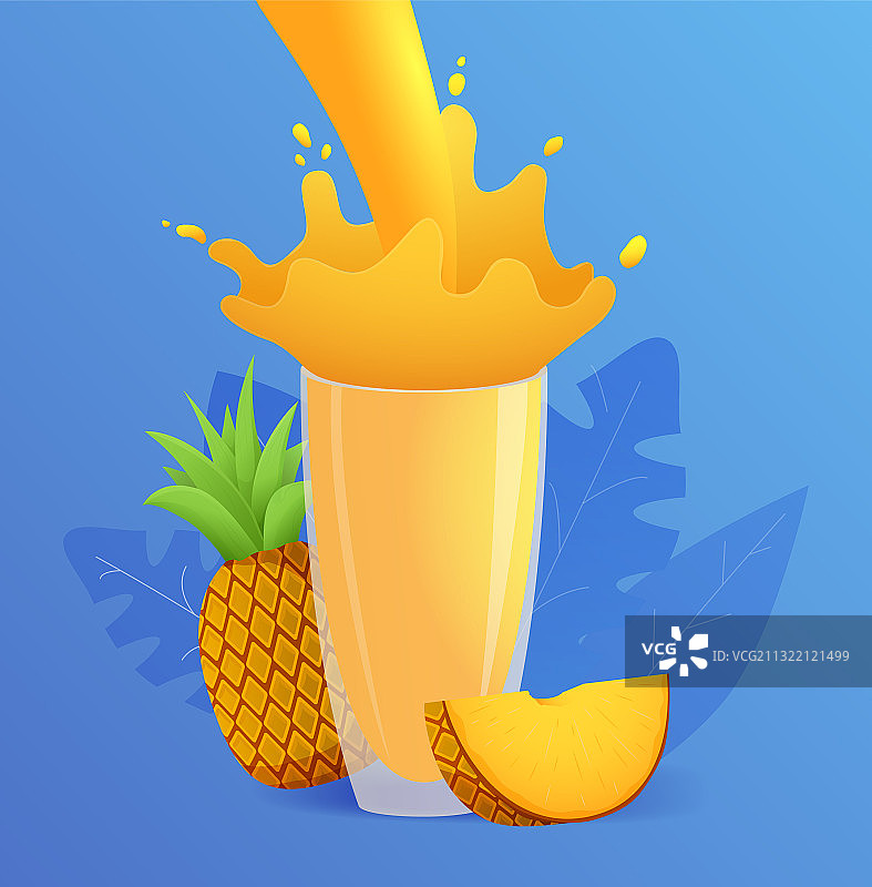 菠萝汁飞溅热带水果图片素材
