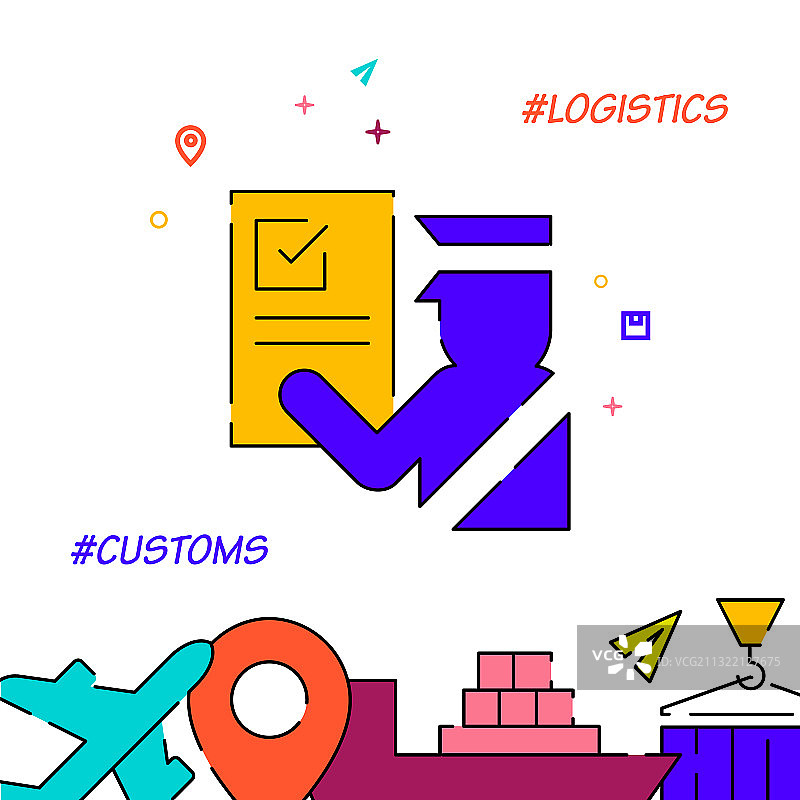 海关官员填充线条图标图片素材