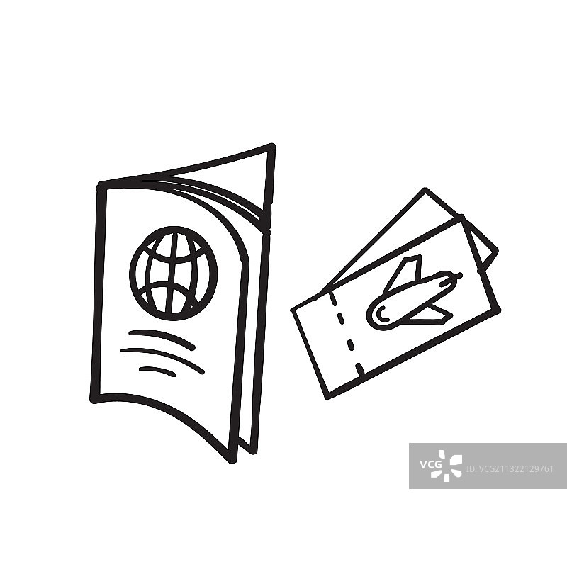 手绘涂鸦护照票务图标图片素材