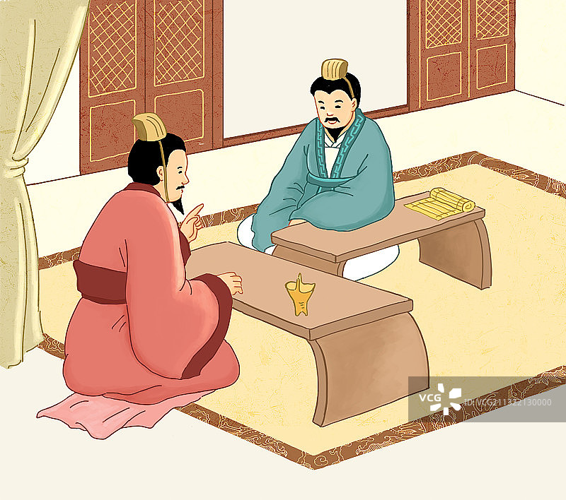 两个官服的人在对话图片素材