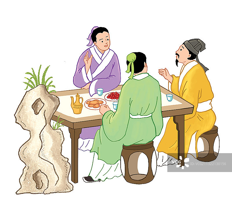 两三个书生在辩论图片素材