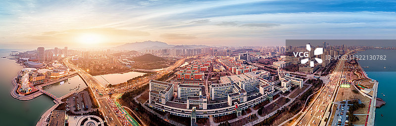 航拍青岛西海岸城市夜景图片素材