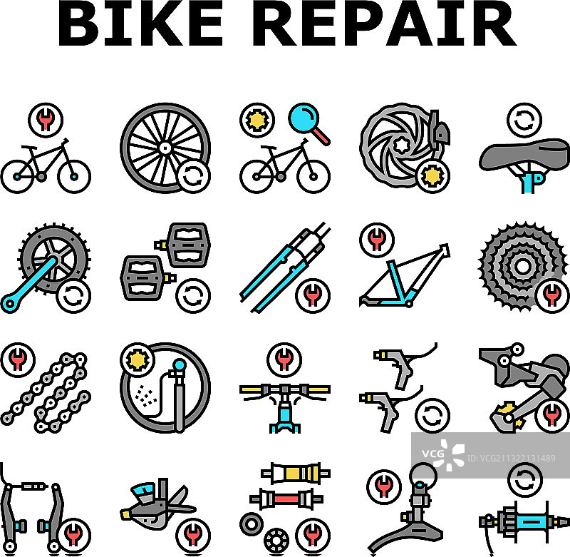 自行车维修服务系列图标图片素材