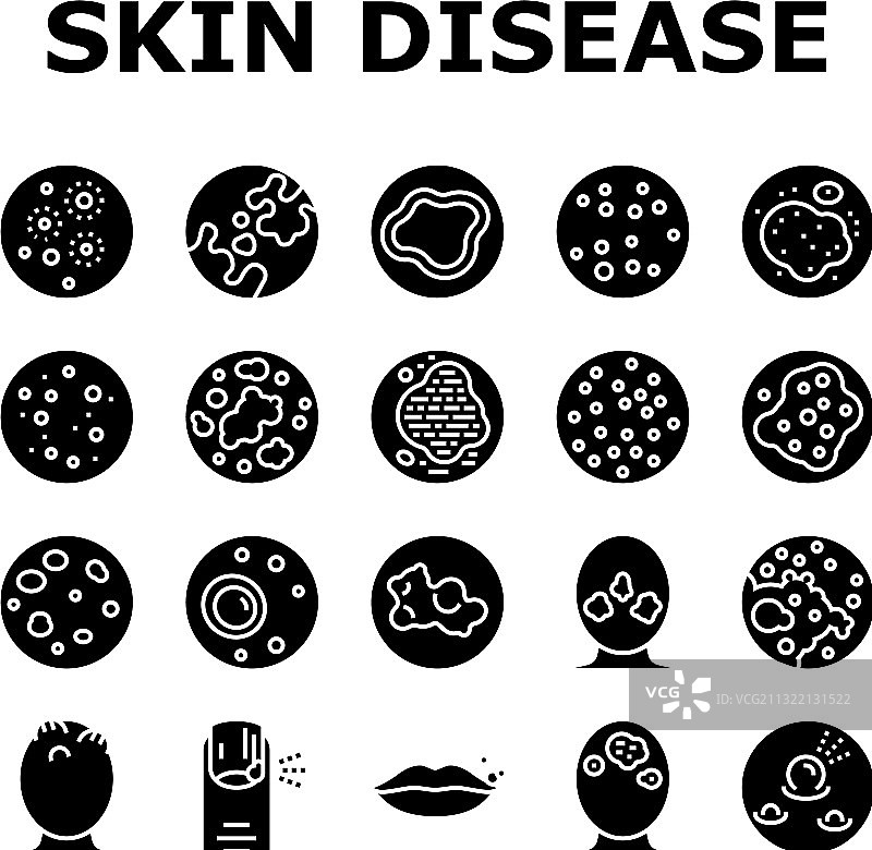 皮肤疾病症状合集图标套装图片素材