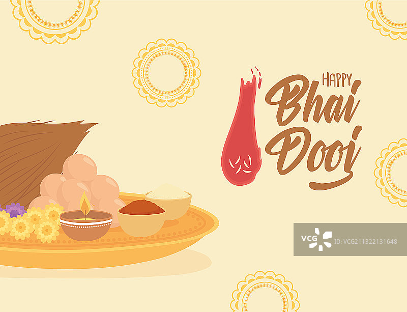 兄友弟恭节快乐，燃烧的灯光食物曼陀罗图片素材