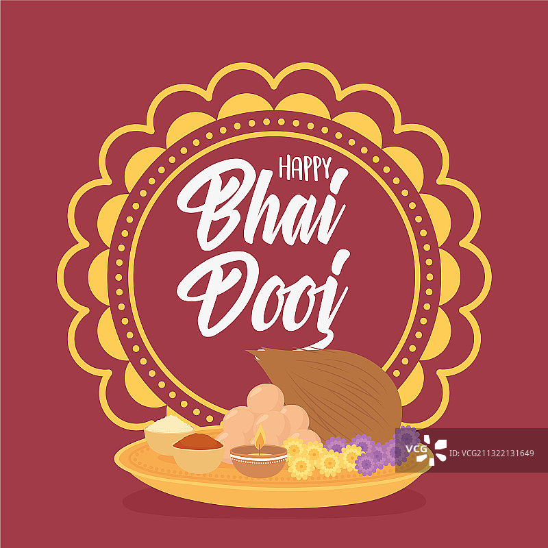 Bhai Dooj节日的曼陀罗美食文化和印度元素图片素材