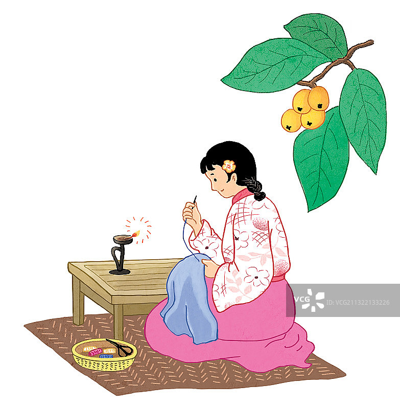 缝衣服的女子图片素材