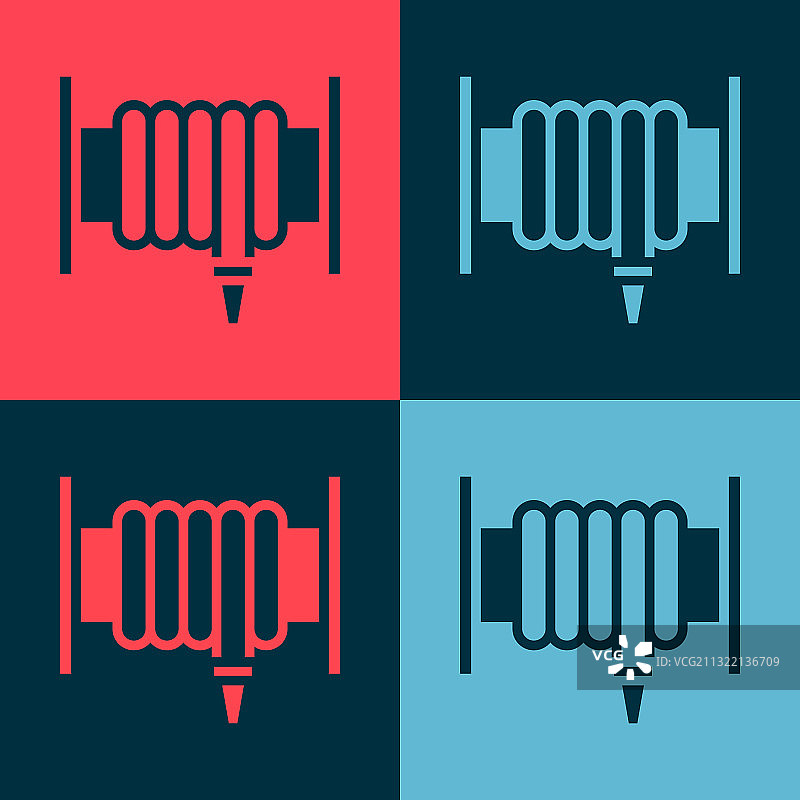 彩色背景上的波普艺术消防水带卷轴图标图片素材