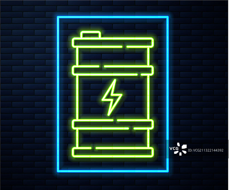 发光的霓虹灯线生物燃料桶图标图片素材