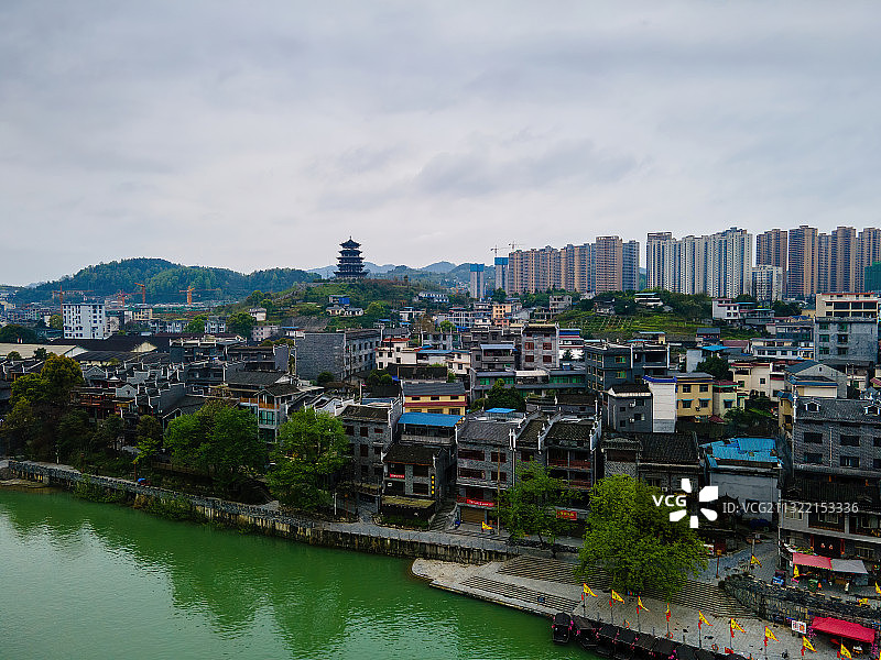 航拍吉首乾州古城图片素材