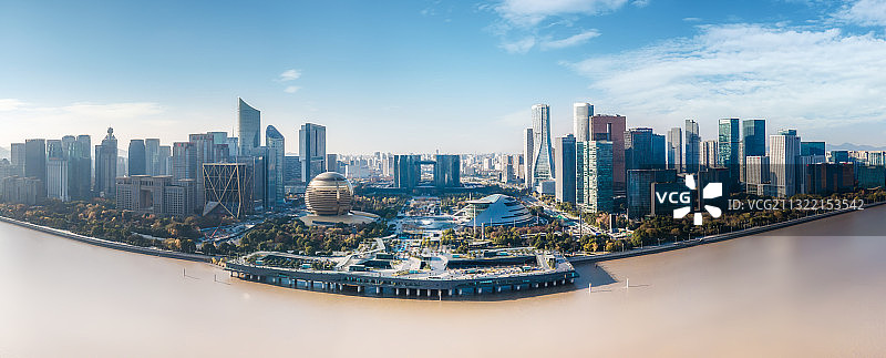 航拍杭州钱江新城cbd建筑景观图片素材