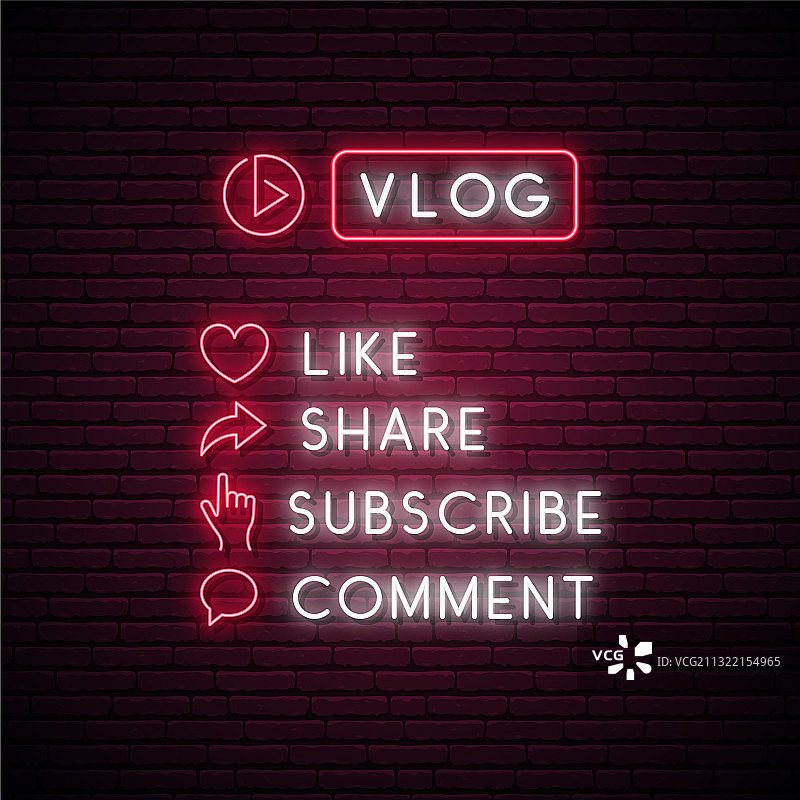 Vlog霓虹灯标志发光霓虹灯图标图片素材