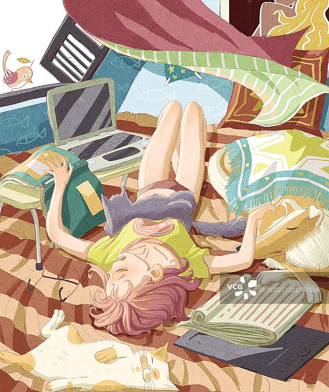 睡觉的少女图片素材