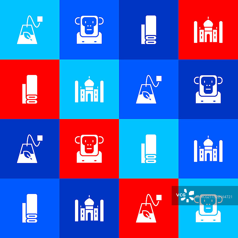 茶包猴子印度纺织品和泰姬陵素材图片素材