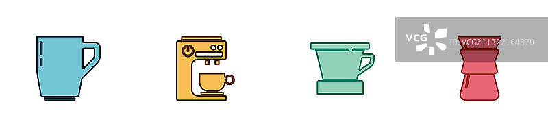 咖啡杯套装：V60咖啡机图片素材