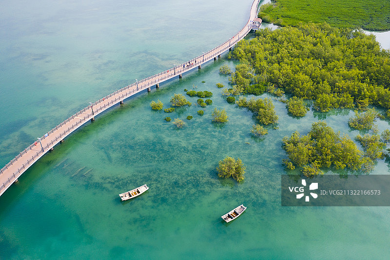 航拍厦门翔安下潭尾滨海湿地公园春天的美丽风景图片素材