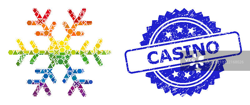 底纹赌场印章和多色图片素材