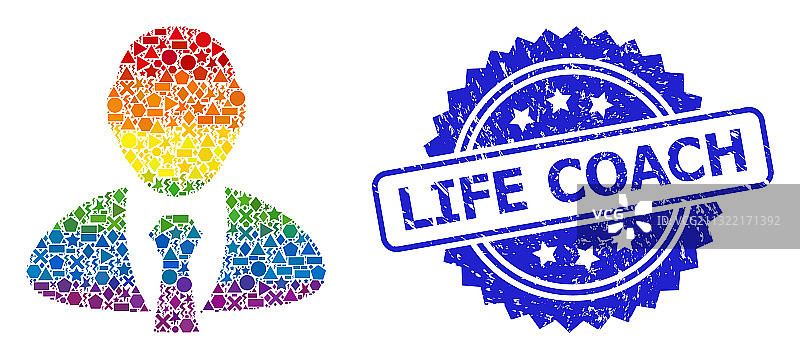 人生导师复古印章和明亮几何图形图片素材