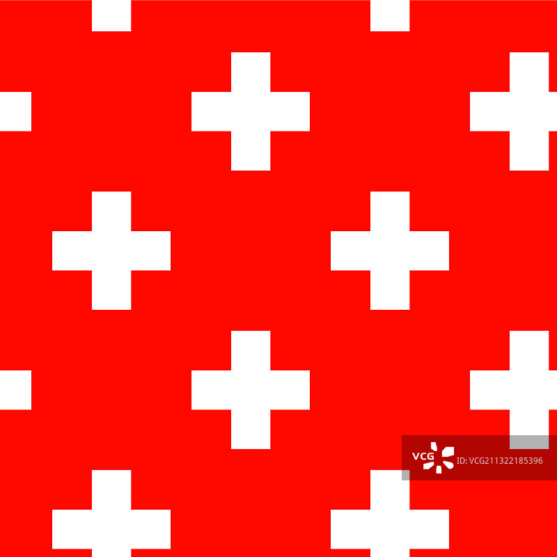 红色背景上的可重复白色交叉符号图片素材